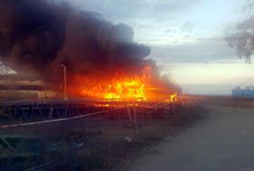 Ulmeni: Incendiu in zona podului care se construieste peste raul Somes