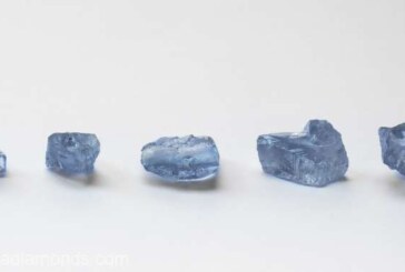 Cinci diamante albastre rare au fost descoperite în Africa de Sud